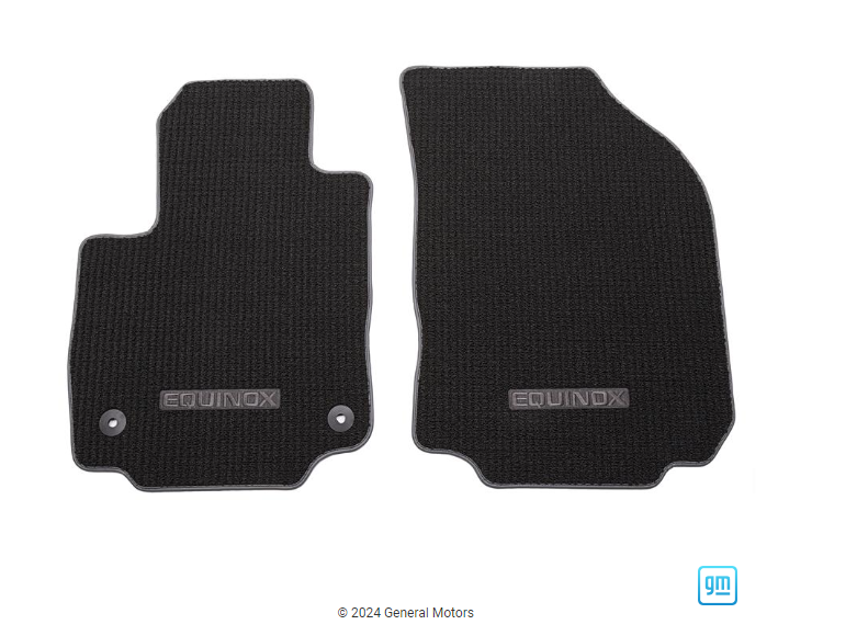 Floor Mats - Front Premium Carpet, Equinox Script, Jet Black with Medium Ash Grey Binding (84052219)