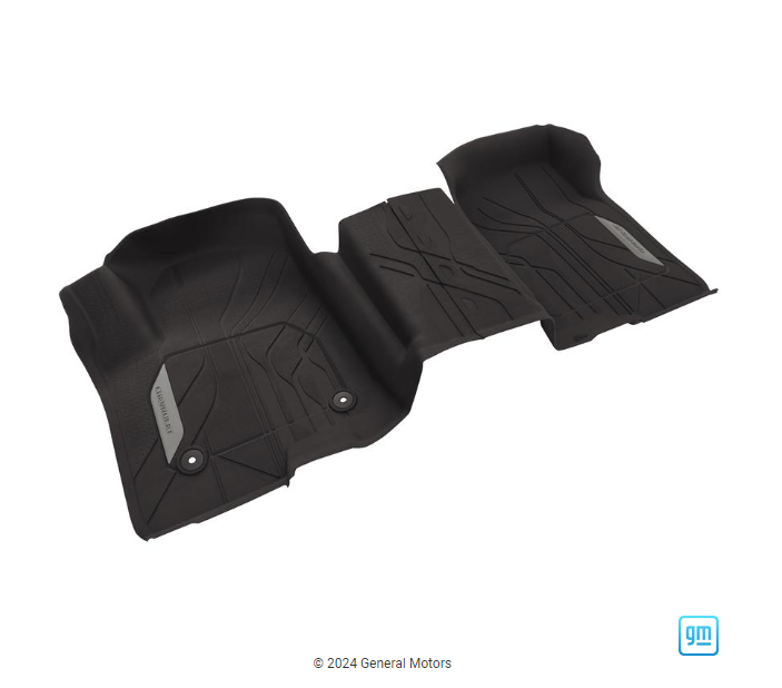 Floor Liners - Front Premium All Weather, W/O Console, Chevrolet Script, Jet Black (84333606)